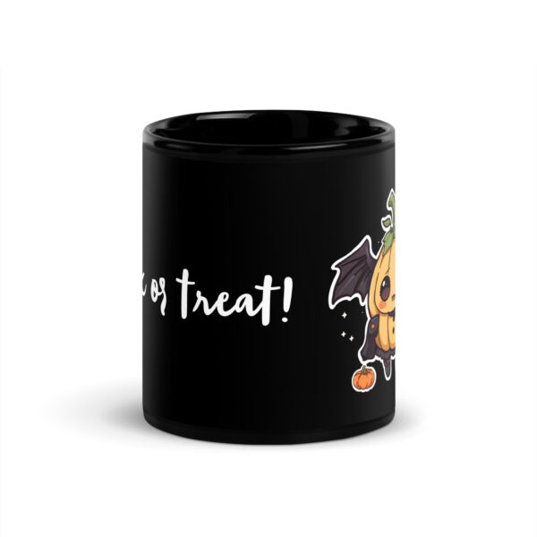 Black Glossy Mug "Trick or treat!" - Image 3