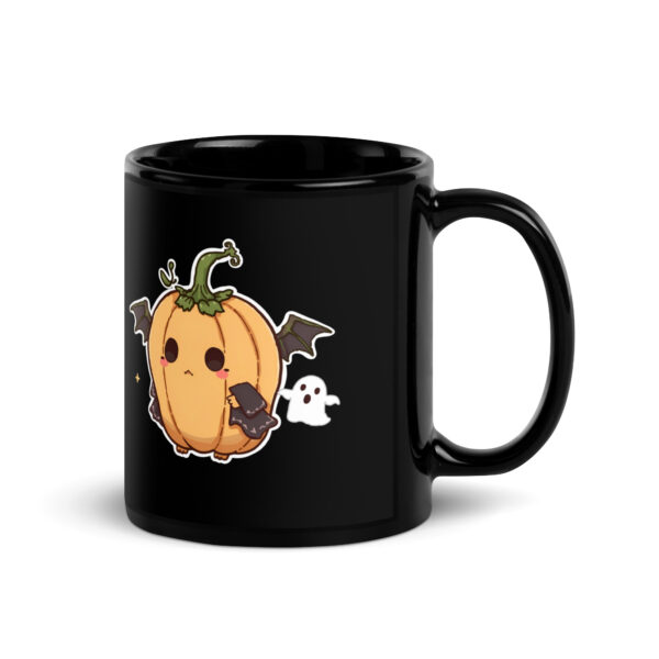 Black Glossy Mug "Unhappy halloween pumpkin"