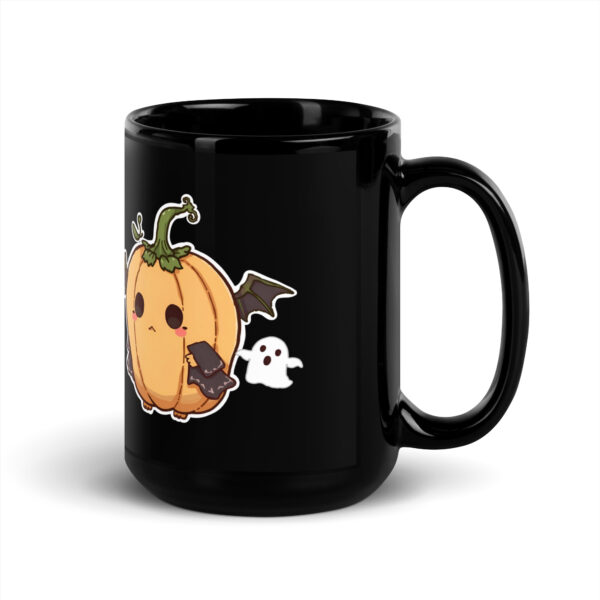 Black Glossy Mug "Unhappy halloween pumpkin" - Image 5