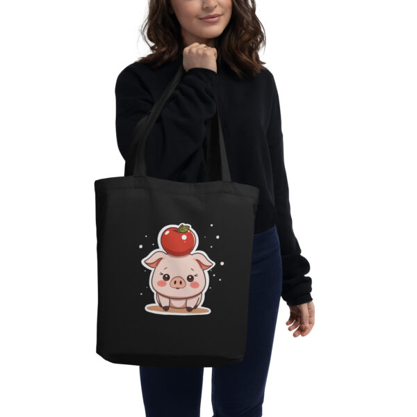 Eco Tote Bag "Adorable Pig with Apple Hat"