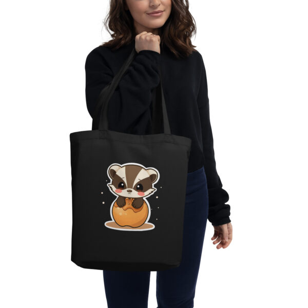 Eco Tote Bag "Adorable Badger Hugging a Caramelized Apple"