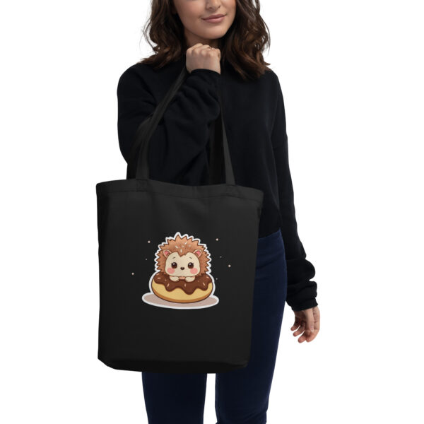 Eco Tote Bag "Adorable Hedgehog on a Chocolate Donut"