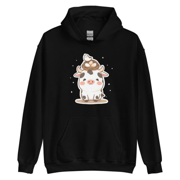 Unisex Hoodie "Chubby Cow with Bird's Nest Charm"