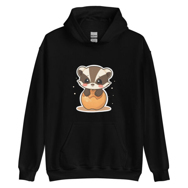 Unisex Hoodie "Adorable Badger Hugging a Caramelized Apple" - Image 2