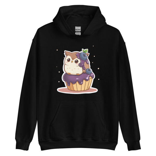 Unisex Hoodie "Chibi Owl and Blueberry Cupcake Duo" - Image 2