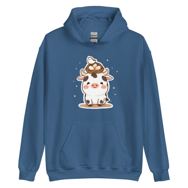 Unisex Hoodie "Chubby Cow with Bird's Nest Charm" - Image 2