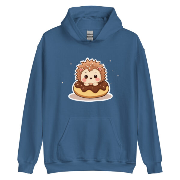 Unisex Hoodie "Adorable Hedgehog on a Chocolate Donut" - Image 3