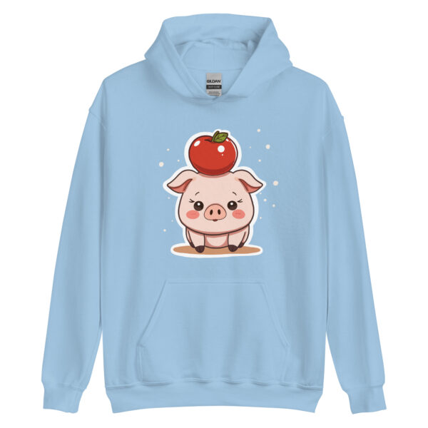 Unisex Hoodie "Adorable Pig with Apple Hat" - Image 4