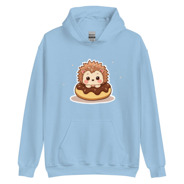 Unisex Hoodie "Adorable Hedgehog on a Chocolate Donut" - Image 4