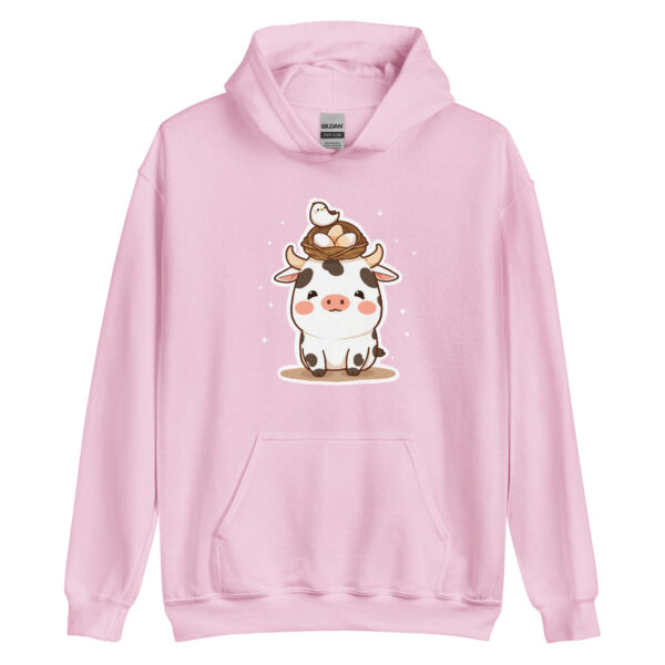 Unisex Hoodie "Chubby Cow with Bird's Nest Charm" - Image 5