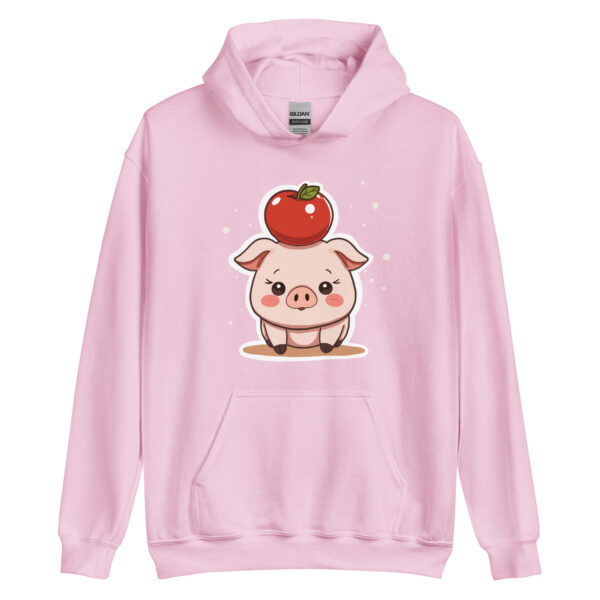 Unisex Hoodie "Adorable Pig with Apple Hat" - Image 5