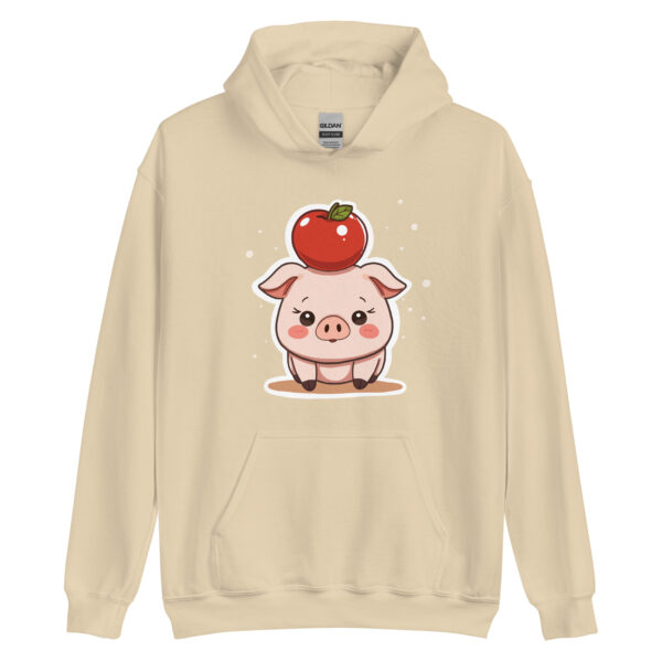 Unisex Hoodie "Adorable Pig with Apple Hat"