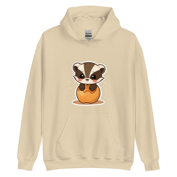 Unisex Hoodie "Adorable Badger Hugging a Caramelized Apple"