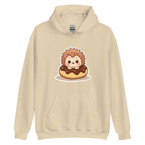 Unisex Hoodie "Adorable Hedgehog on a Chocolate Donut" - Image 5