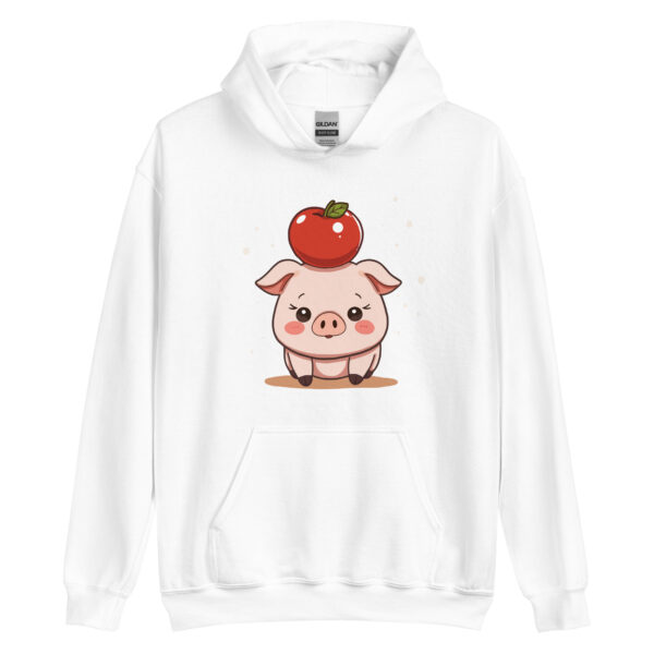 Unisex Hoodie "Adorable Pig with Apple Hat" - Image 6