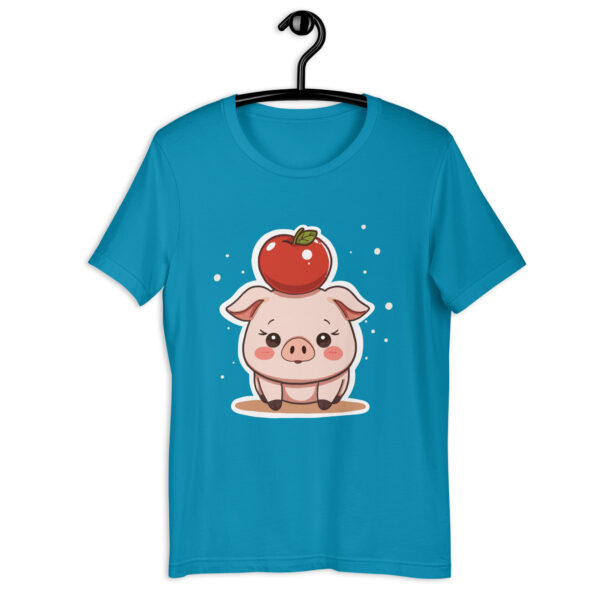 Unisex t-shirt "Adorable Pig with Apple Hat" - Image 3