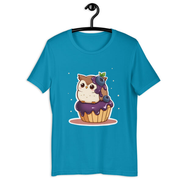 Unisex t-shirt "Chibi Owl and Blueberry Cupcake Duo" - Image 3