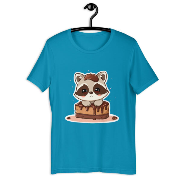 Unisex t-shirt "Sweet Raccoon with Chocolate Cake" - Image 3