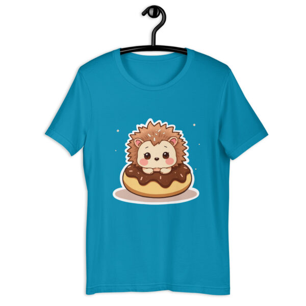 Unisex t-shirt "Adorable Hedgehog on a Chocolate Donut" - Image 3