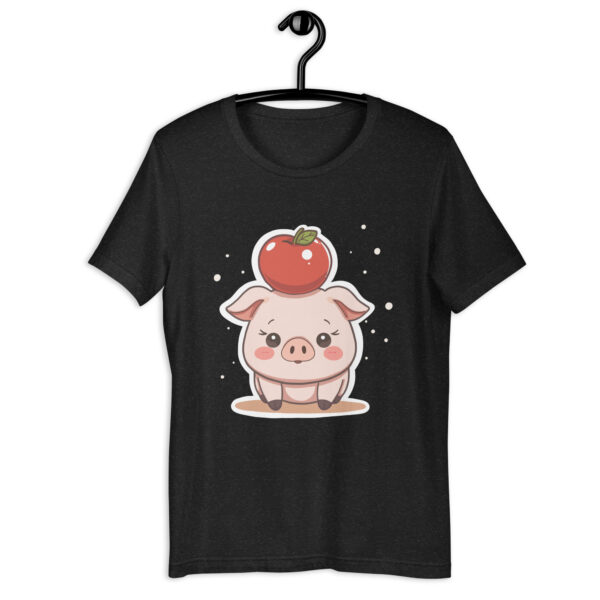 Unisex t-shirt "Adorable Pig with Apple Hat" - Image 2