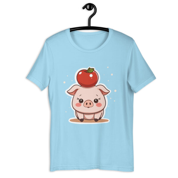 Unisex t-shirt "Adorable Pig with Apple Hat"