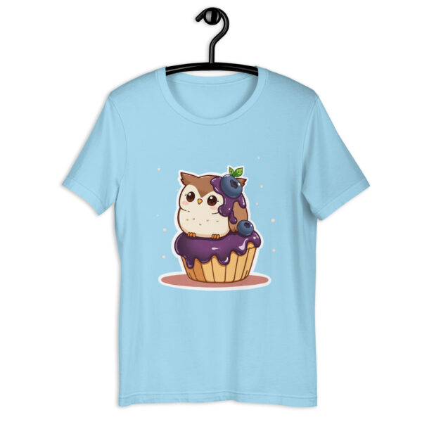 Unisex t-shirt "Chibi Owl and Blueberry Cupcake Duo" - Image 4