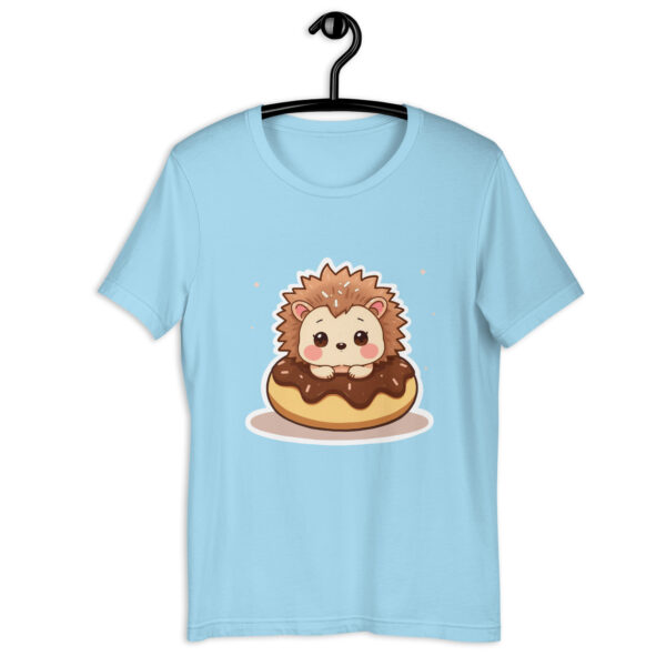 Unisex t-shirt "Adorable Hedgehog on a Chocolate Donut" - Image 4