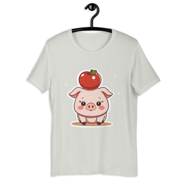 Unisex t-shirt "Adorable Pig with Apple Hat" - Image 6