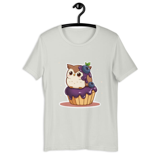 Unisex t-shirt "Chibi Owl and Blueberry Cupcake Duo"