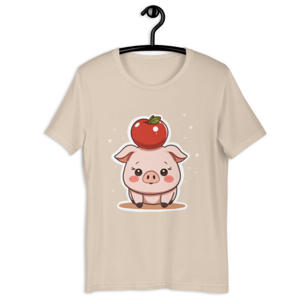 Unisex t-shirt "Adorable Pig with Apple Hat" - Image 4