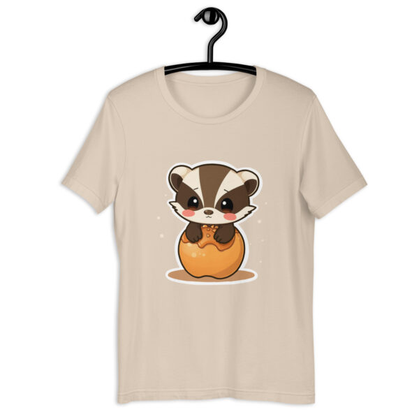 Unisex t-shirt "Adorable Badger Hugging a Caramelized Apple"