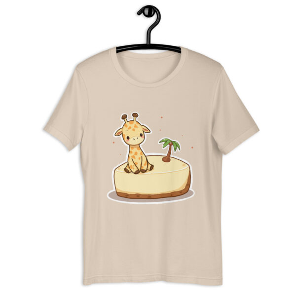 Unisex t-shirt "Cute Giraffe on Tropical Cheesecake Island" - Image 4