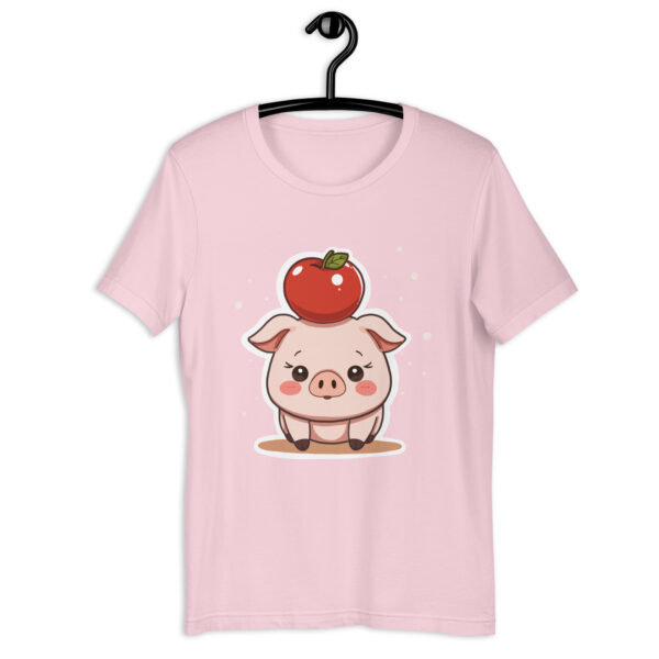 Unisex t-shirt "Adorable Pig with Apple Hat" - Image 5