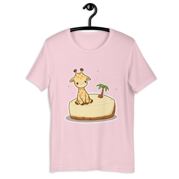 Unisex t-shirt "Cute Giraffe on Tropical Cheesecake Island" - Image 5