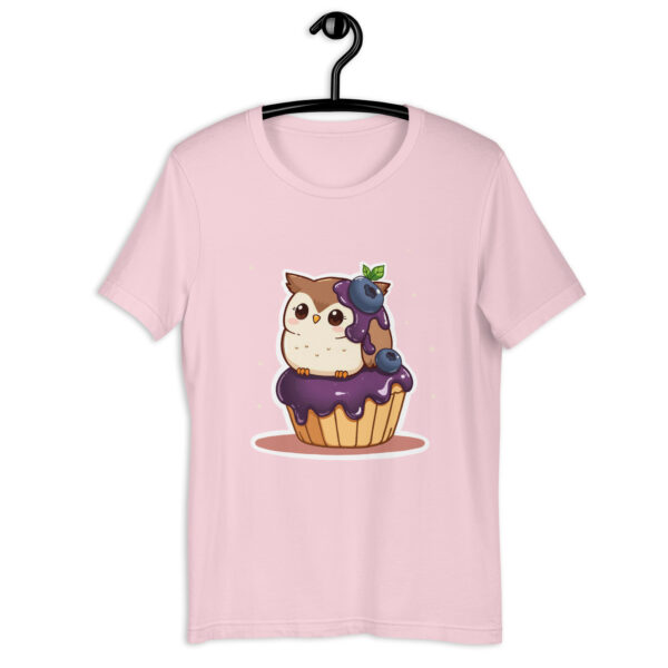 Unisex t-shirt "Chibi Owl and Blueberry Cupcake Duo" - Image 6