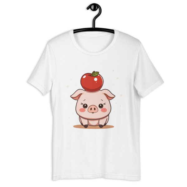 Unisex t-shirt "Adorable Pig with Apple Hat" - Image 7