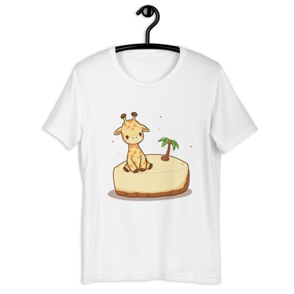 Unisex t-shirt "Cute Giraffe on Tropical Cheesecake Island" - Image 7