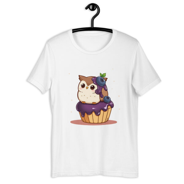 Unisex t-shirt "Chibi Owl and Blueberry Cupcake Duo" - Image 7