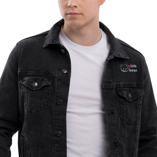 Unisex Black denim jacket "qink Bear" - Image 3
