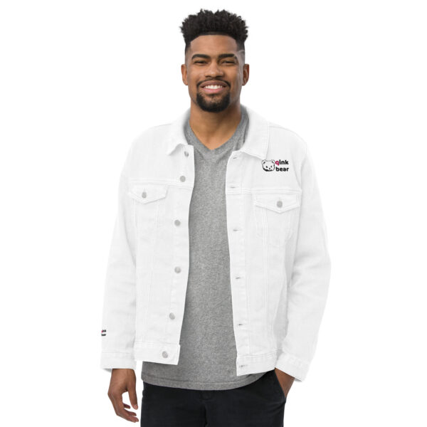 Unisex White denim jacket "qink Bear"