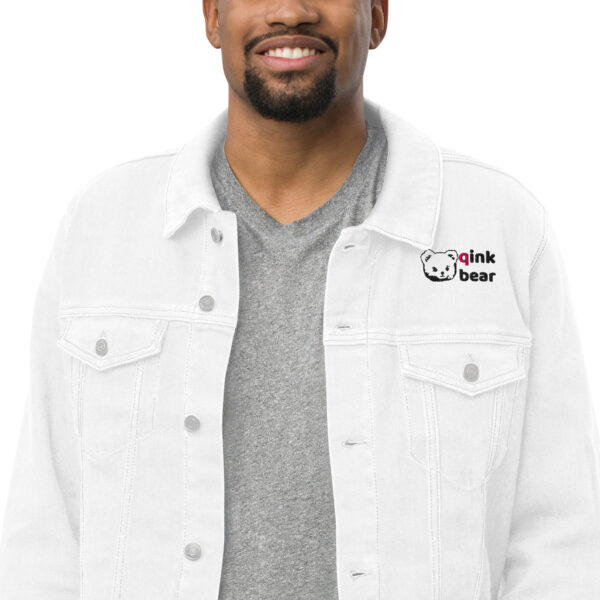 Unisex White denim jacket "qink Bear" - Image 3